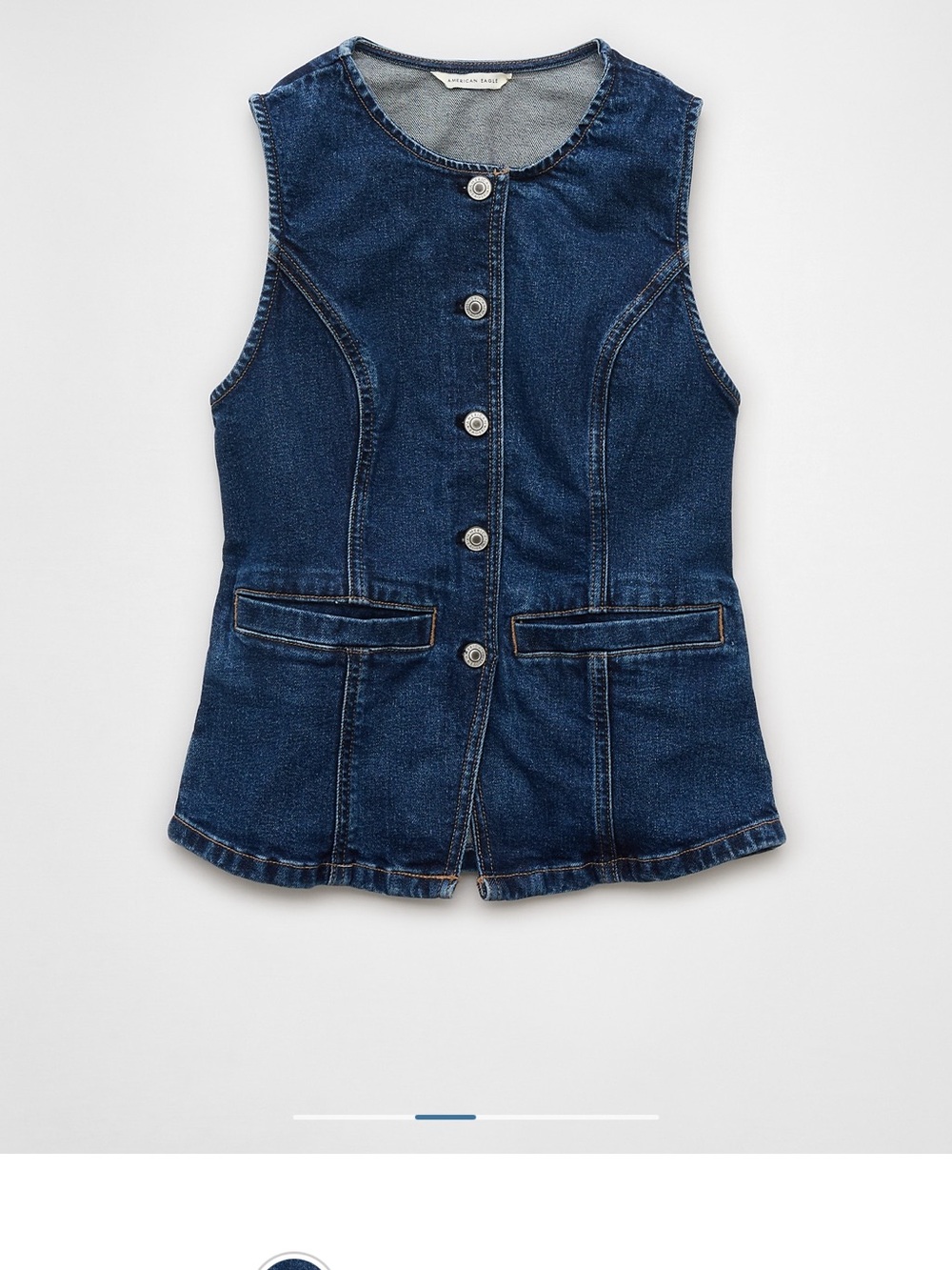 AE Denim Button-Front Vest - Blue